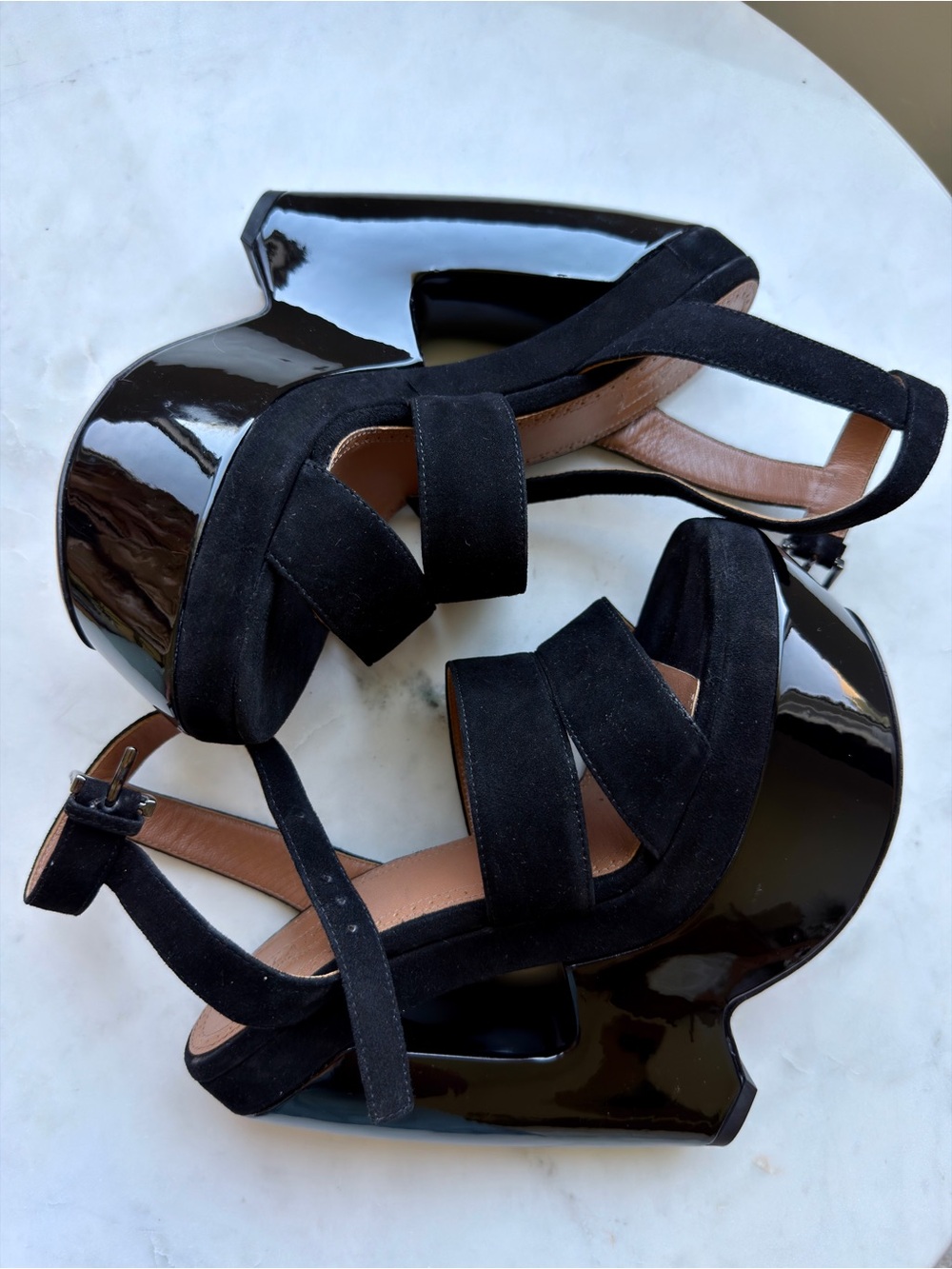 ALAIA Black Platform Cutout Sandals